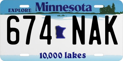 MN license plate 674NAK