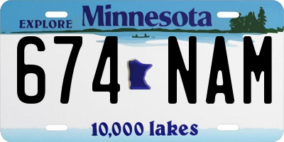 MN license plate 674NAM