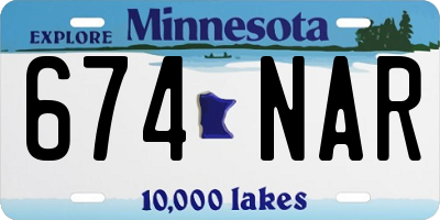 MN license plate 674NAR