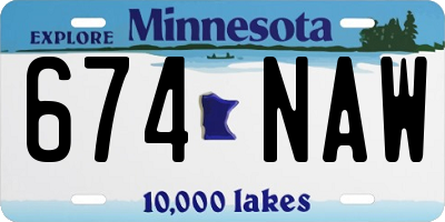 MN license plate 674NAW