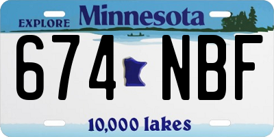 MN license plate 674NBF