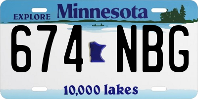 MN license plate 674NBG
