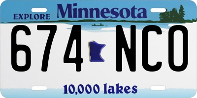 MN license plate 674NCO