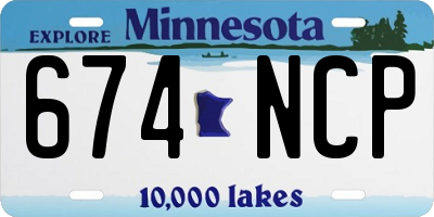 MN license plate 674NCP