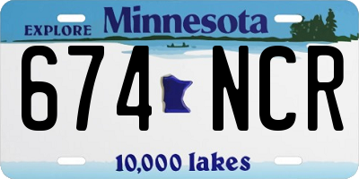 MN license plate 674NCR
