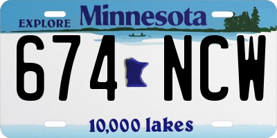 MN license plate 674NCW