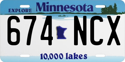 MN license plate 674NCX