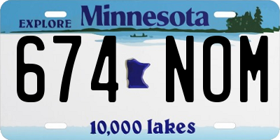 MN license plate 674NOM