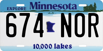 MN license plate 674NOR