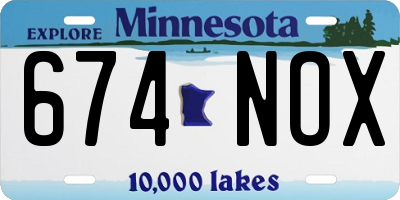 MN license plate 674NOX