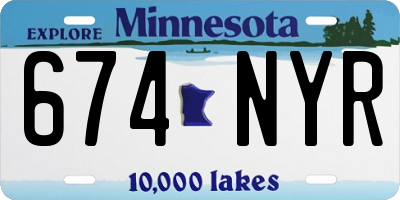 MN license plate 674NYR