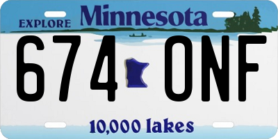MN license plate 674ONF