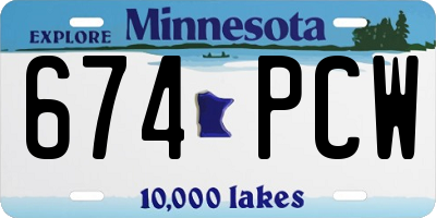 MN license plate 674PCW