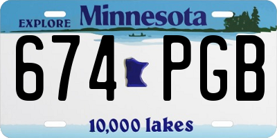 MN license plate 674PGB