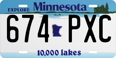 MN license plate 674PXC