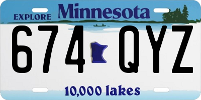 MN license plate 674QYZ