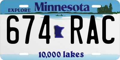 MN license plate 674RAC