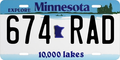 MN license plate 674RAD
