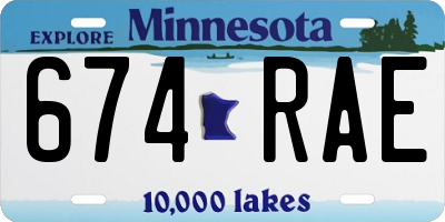 MN license plate 674RAE