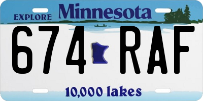 MN license plate 674RAF