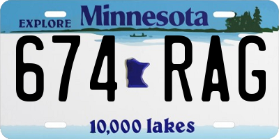MN license plate 674RAG