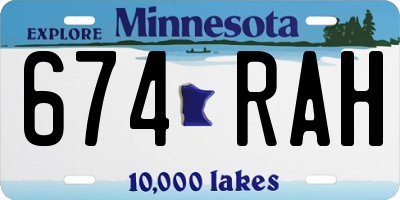MN license plate 674RAH