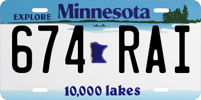 MN license plate 674RAI