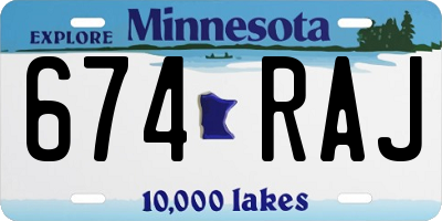 MN license plate 674RAJ