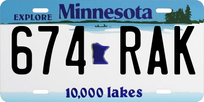 MN license plate 674RAK