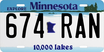 MN license plate 674RAN