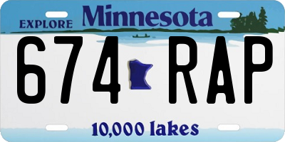 MN license plate 674RAP