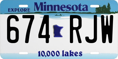 MN license plate 674RJW