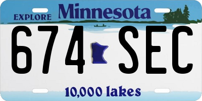 MN license plate 674SEC