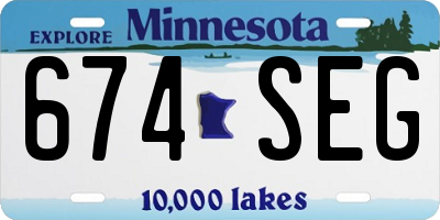 MN license plate 674SEG