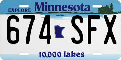 MN license plate 674SFX