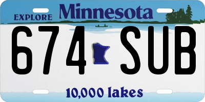MN license plate 674SUB