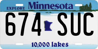 MN license plate 674SUC