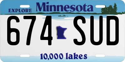 MN license plate 674SUD