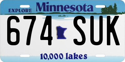 MN license plate 674SUK