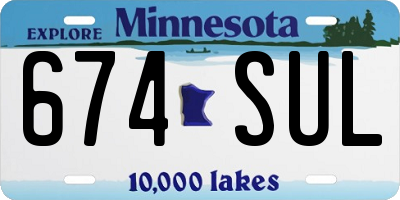 MN license plate 674SUL