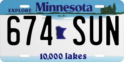 MN license plate 674SUN