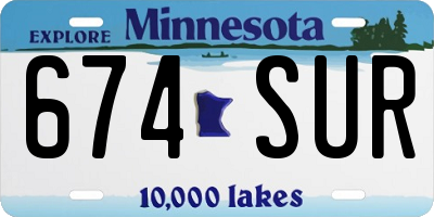 MN license plate 674SUR