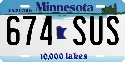 MN license plate 674SUS