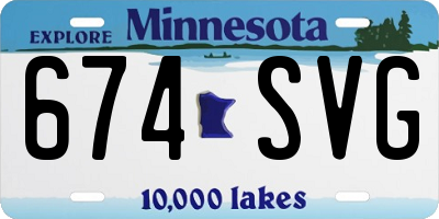 MN license plate 674SVG