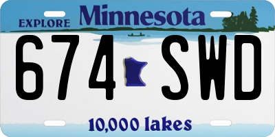 MN license plate 674SWD
