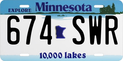 MN license plate 674SWR