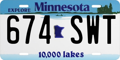 MN license plate 674SWT
