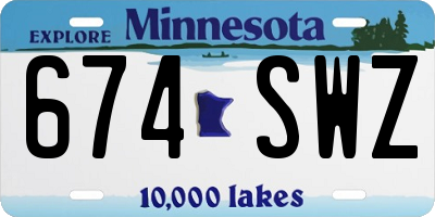 MN license plate 674SWZ