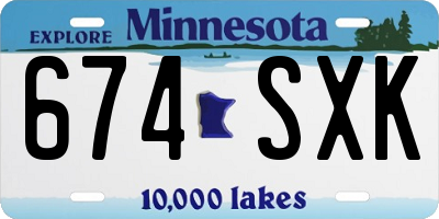MN license plate 674SXK