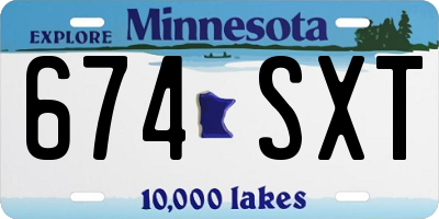 MN license plate 674SXT